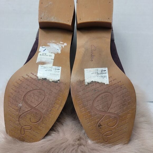 Clarks Breccan Shine Suede Somerset Ankle Boot Heeled Bootie Womens Size 7.5M - Picture 10 of 10